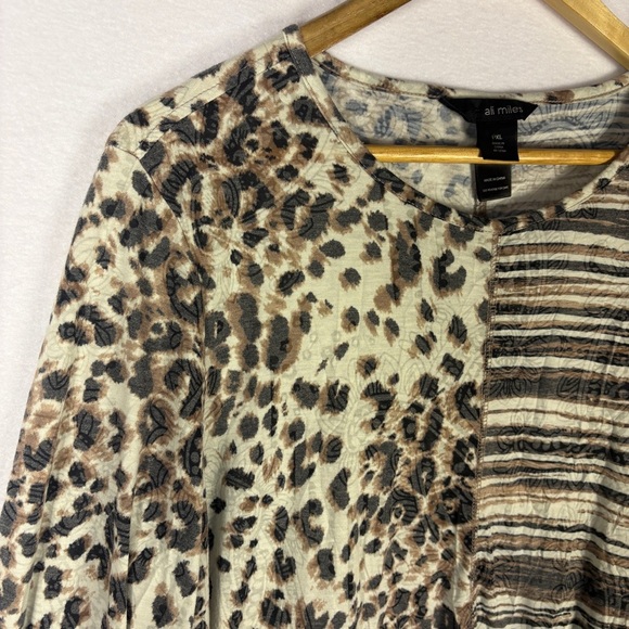 Ali Miles Mixed Print Leopard Stripe Patterned Blouse - Picture 3 of 6